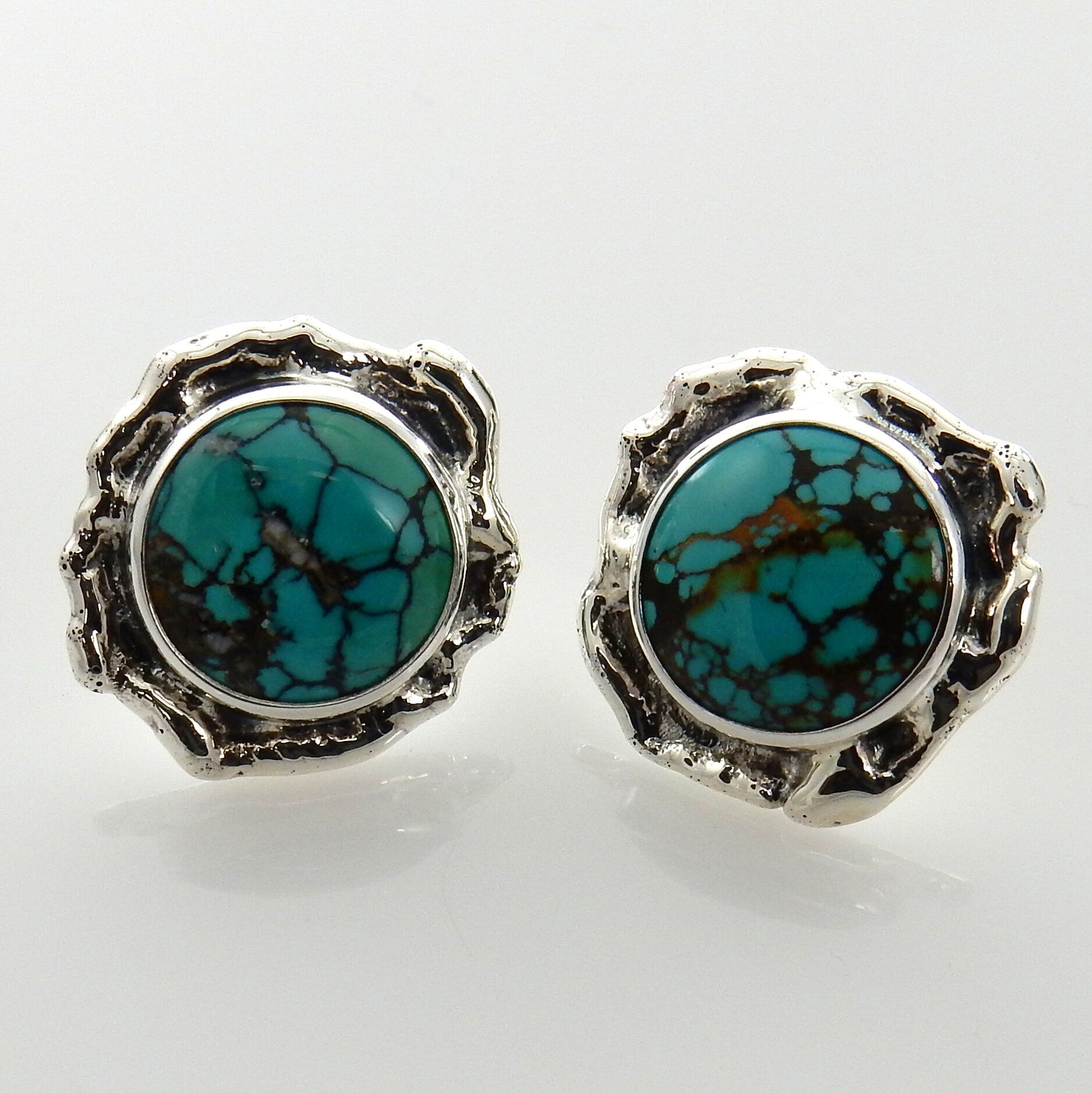 Sterling Silver Tibetan Turquoise Post Earrings - DeSantis