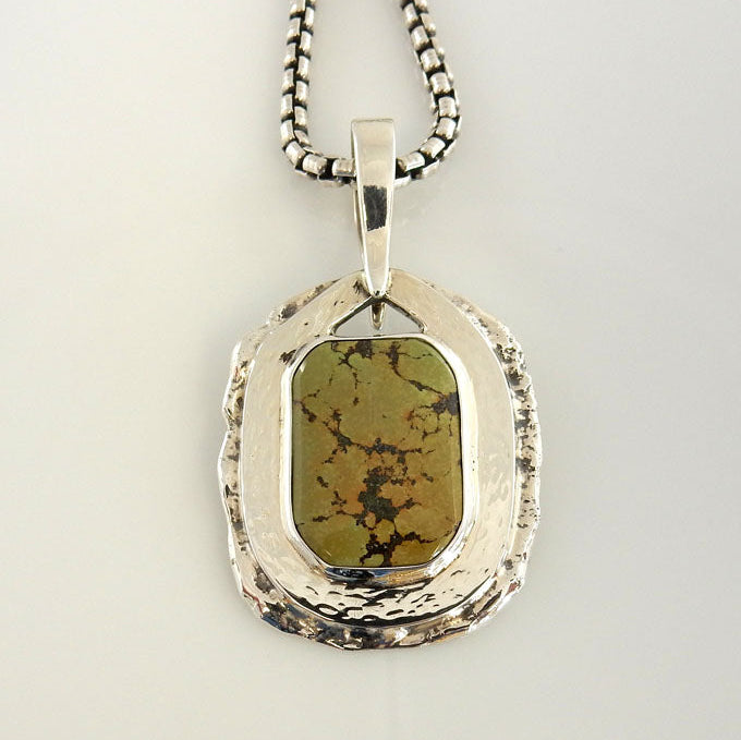 Sterling Silver Tibetan Turquoise Textured Pendant - DeSantis