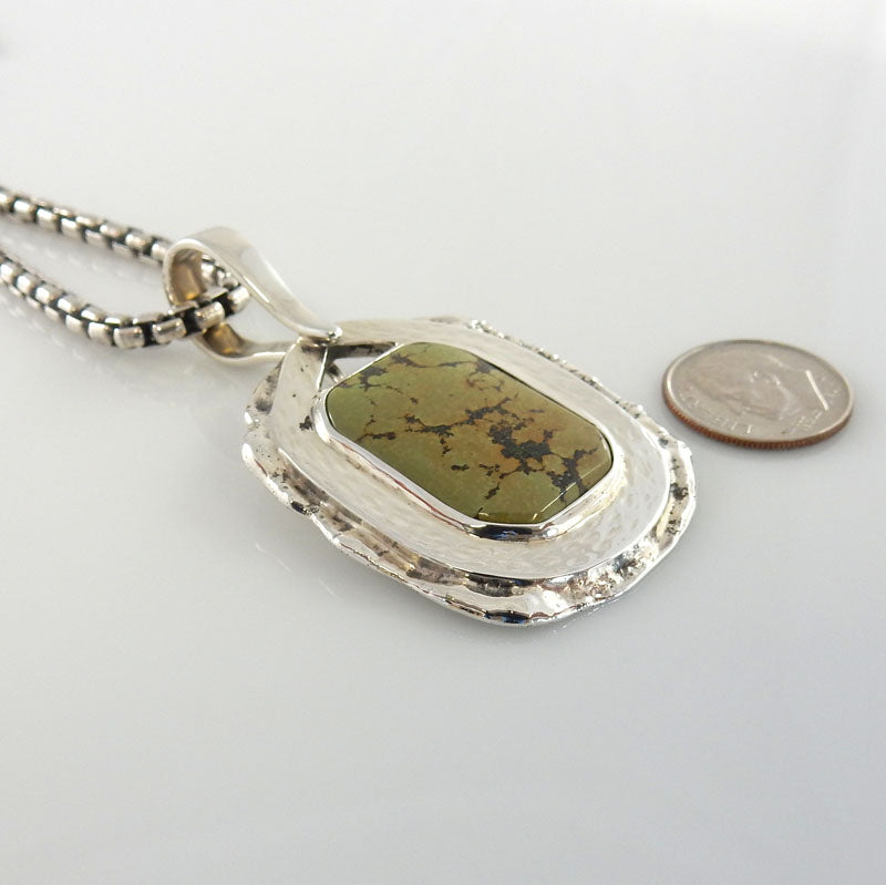 Sterling Silver Tibetan Turquoise Textured Pendant - DeSantis