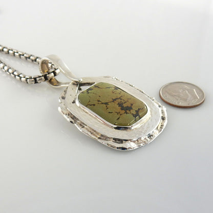 Sterling Silver Tibetan Turquoise Textured Pendant - DeSantis