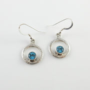 Sterling Silver Topaz Round Dangle Earrings - DeSantis