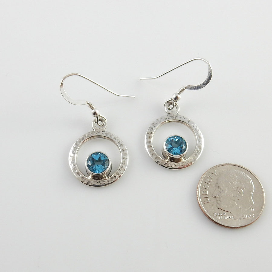 Sterling Silver Topaz Round Dangle Earrings - DeSantis