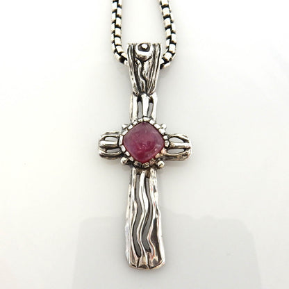 Sterling Silver Tourmaline Cross Pendant - DeSantis