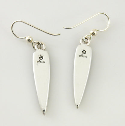 Sterling Silver Turquoise Coral Inlay Dangle Earrings - DeSantis
