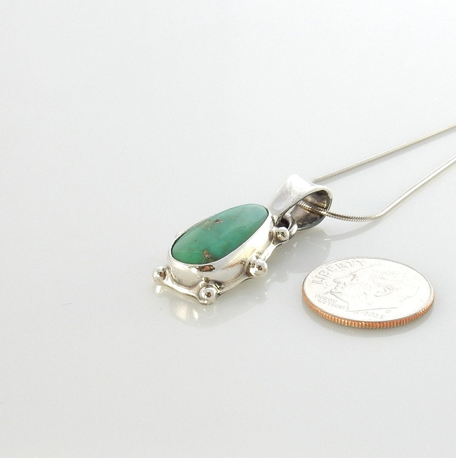 Sterling silver turquoise handmade pendant, royston turquoise pendant, natural royston turquoise handmade drop pendant with chain - DeSantis