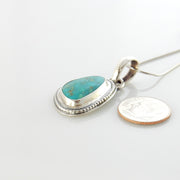 Sterling silver turquoise handmade pendant, royston turquoise pendant, natural royston turquoise handmade drop pendant with chain - DeSantis