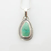 Sterling silver turquoise handmade pendant, royston turquoise pendant, natural royston turquoise handmade drop pendant with chain - DeSantis