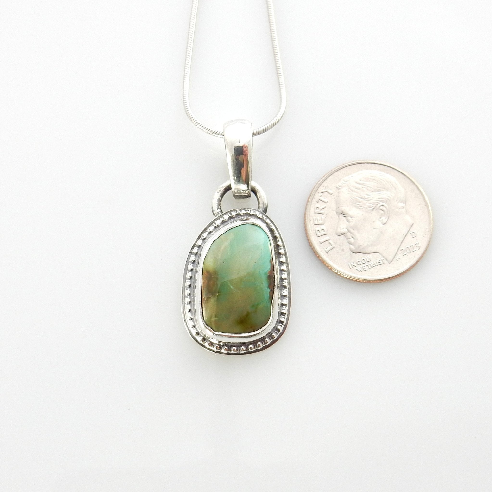 Sterling silver turquoise handmade pendant, royston turquoise pendant, natural royston turquoise handmade drop pendant with chain - DeSantis