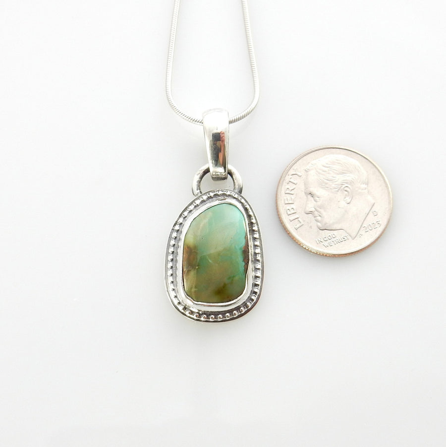 Sterling silver turquoise handmade pendant, royston turquoise pendant, natural royston turquoise handmade drop pendant with chain - DeSantis