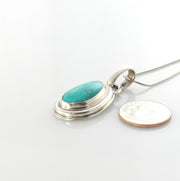 Sterling silver turquoise handmade pendant, royston turquoise pendant, natural royston turquoise handmade drop pendant with chain - DeSantis