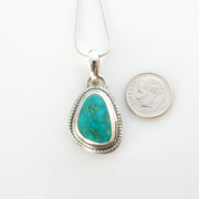 Sterling silver turquoise handmade pendant, royston turquoise pendant, natural royston turquoise handmade drop pendant with chain - DeSantis