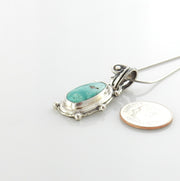 Sterling silver turquoise handmade pendant, royston turquoise pendant, natural royston turquoise handmade drop pendant with chain - DeSantis