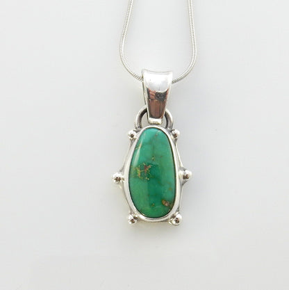 Sterling silver turquoise handmade pendant, royston turquoise pendant, natural royston turquoise handmade drop pendant with chain - DeSantis