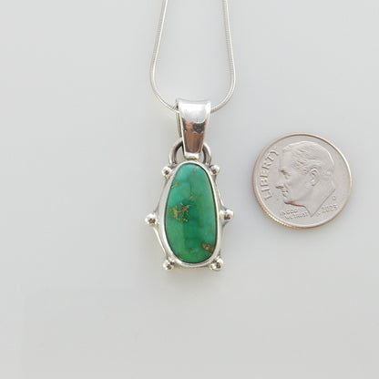 Sterling silver turquoise handmade pendant, royston turquoise pendant, natural royston turquoise handmade drop pendant with chain - DeSantis