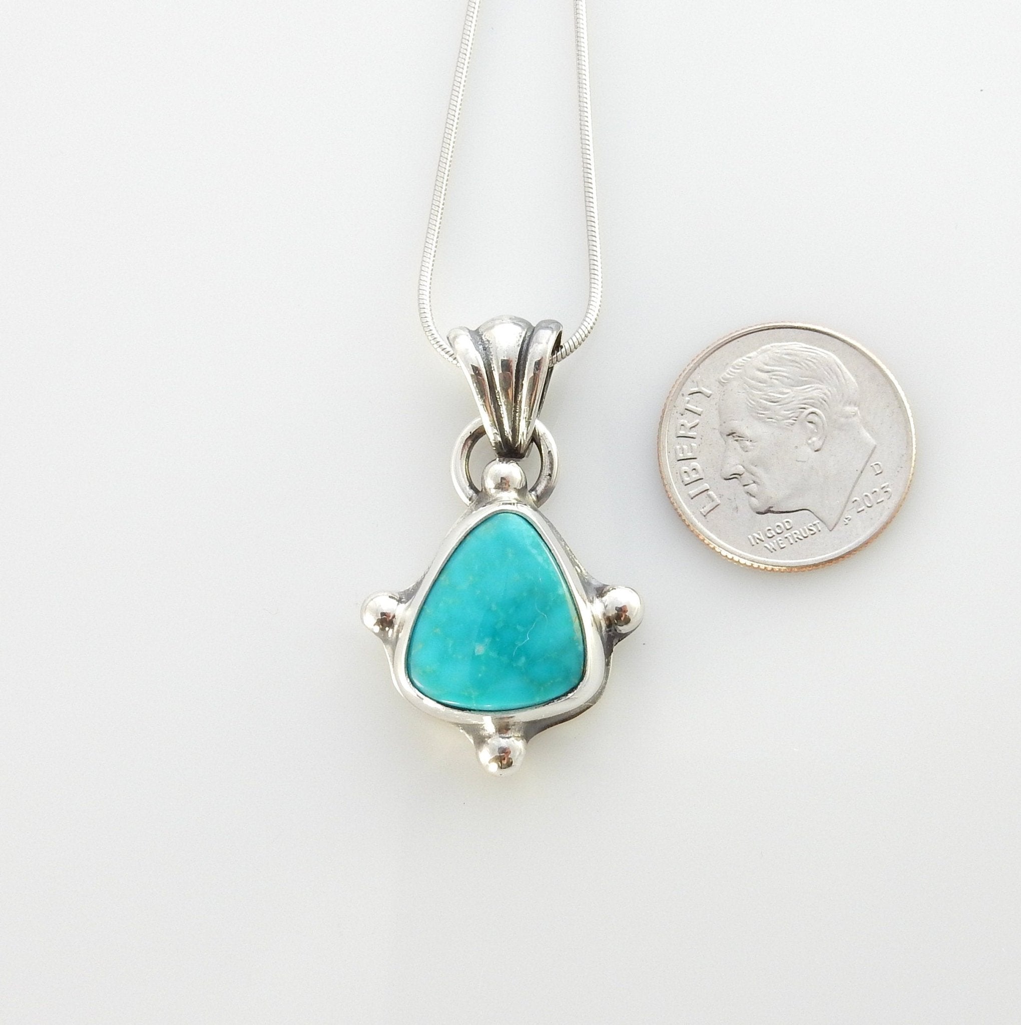 Sterling silver turquoise handmade pendant, royston turquoise pendant, natural royston turquoise handmade drop pendant with chain - DeSantis