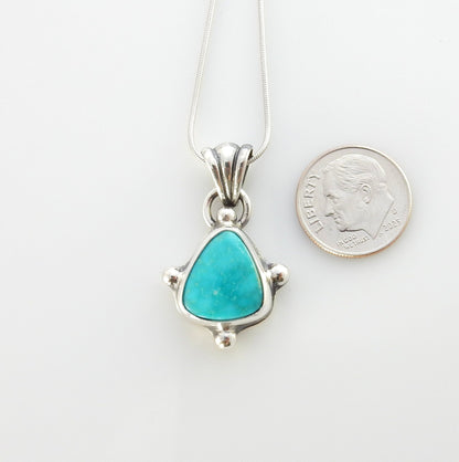 Sterling silver turquoise handmade pendant, royston turquoise pendant, natural royston turquoise handmade drop pendant with chain - DeSantis