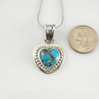 Sterling Silver Turquoise Heart Pendant - DeSantis