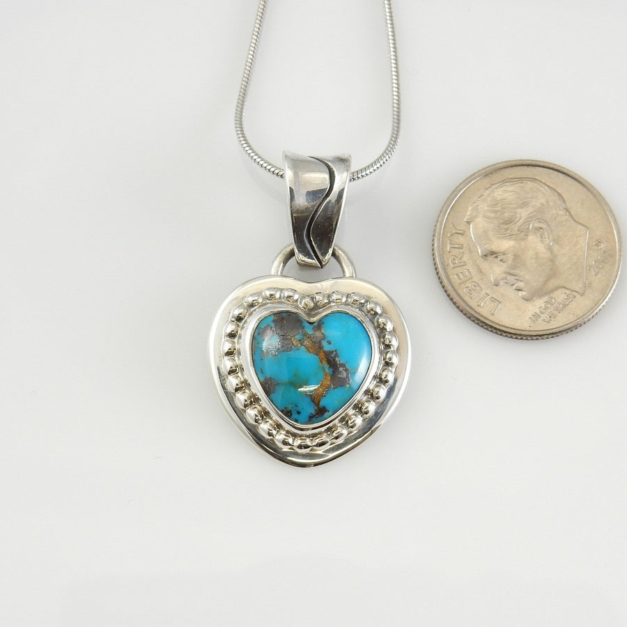 Sterling Silver Turquoise Heart Pendant - DeSantis