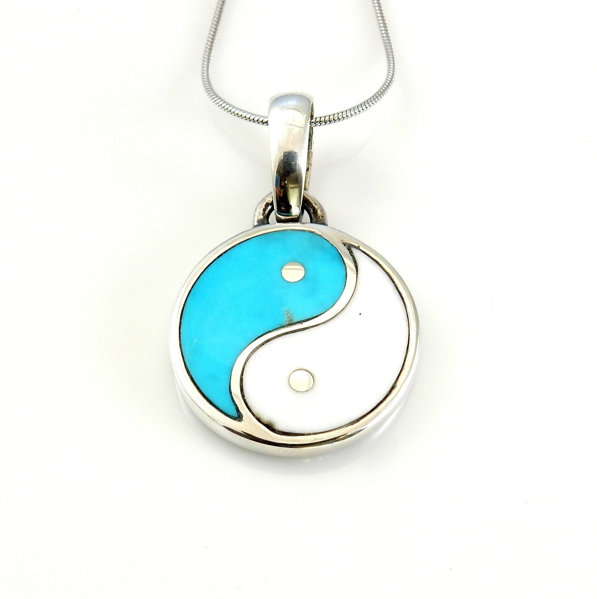 Sterling SIlver Turquoise Howlite Inlay Yin Yang Pendant - DeSantis