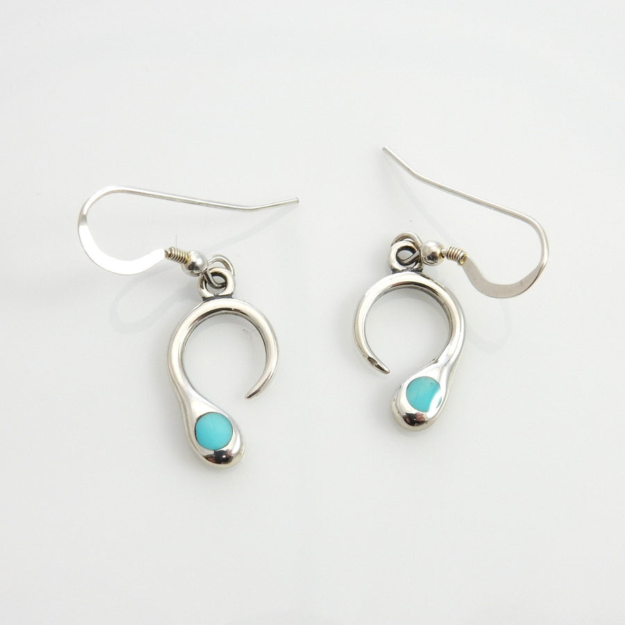 Sterling Silver Turquoise Inlay Dangle Earrings - DeSantis