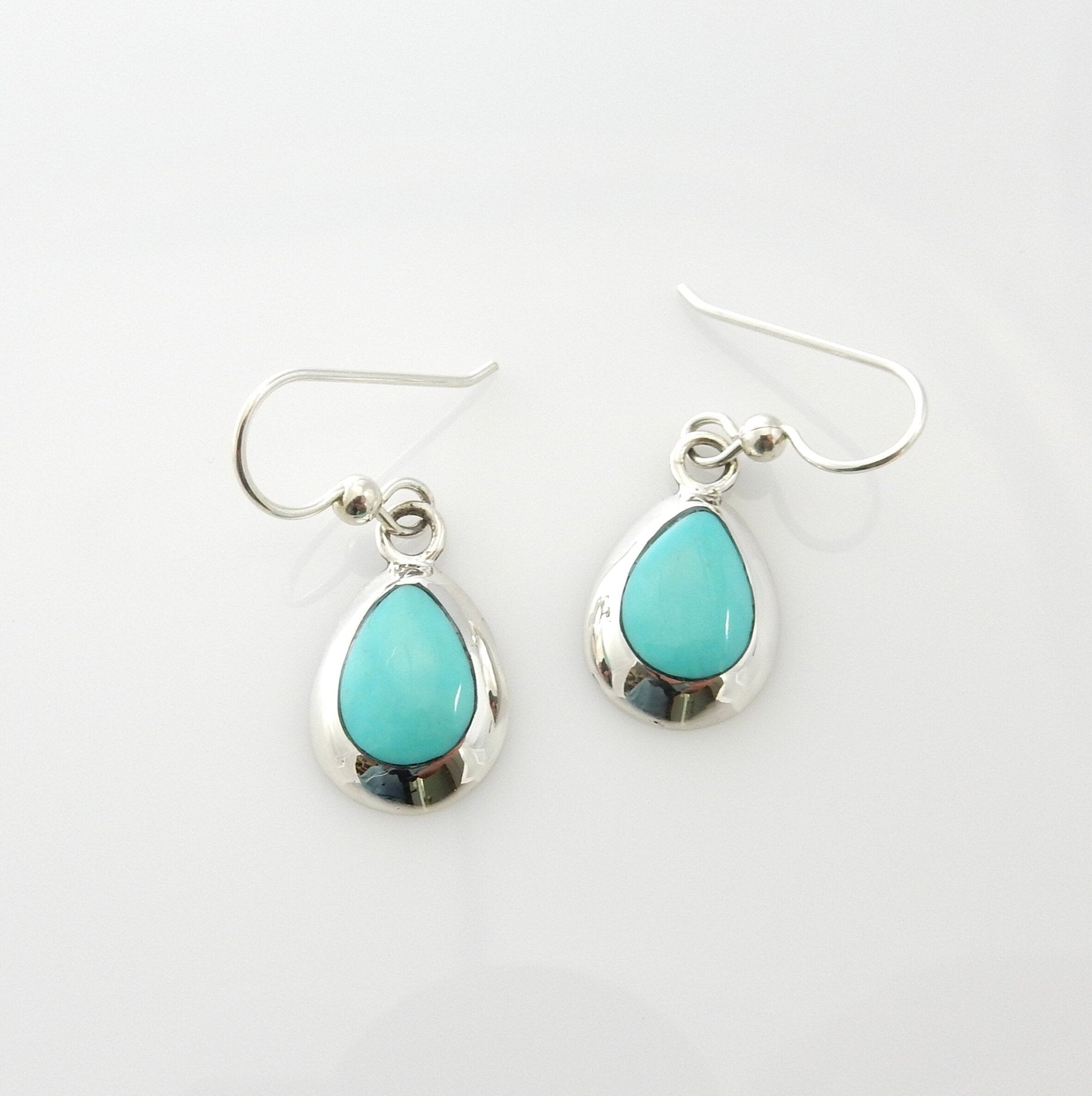 Sterling Silver Turquoise Inlay Teardrop Dangle Earrings - DeSantis