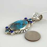 Sterling Silver Turquoise Lapis Topaz Pendant - DeSantis