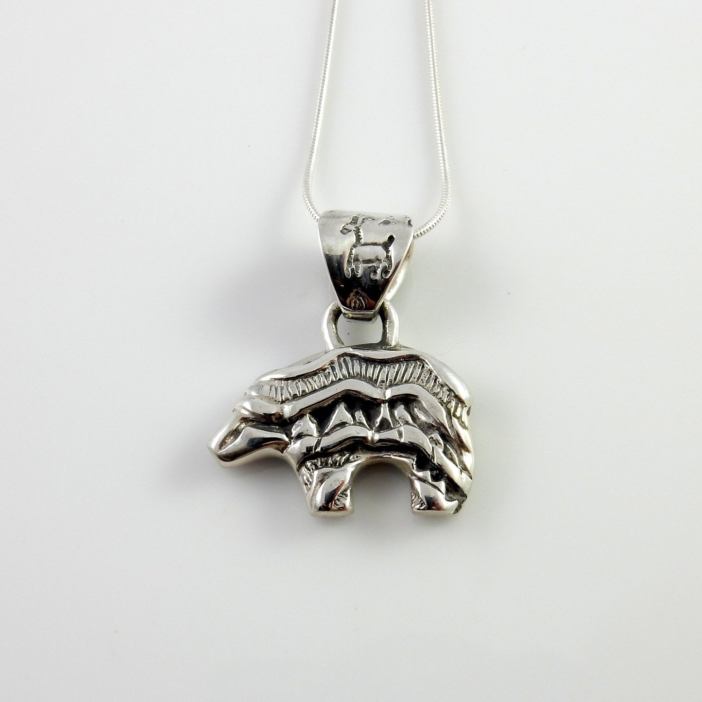 Sterling SIlver Turquoise Onyx Inlay Bear Pendant - DeSantis