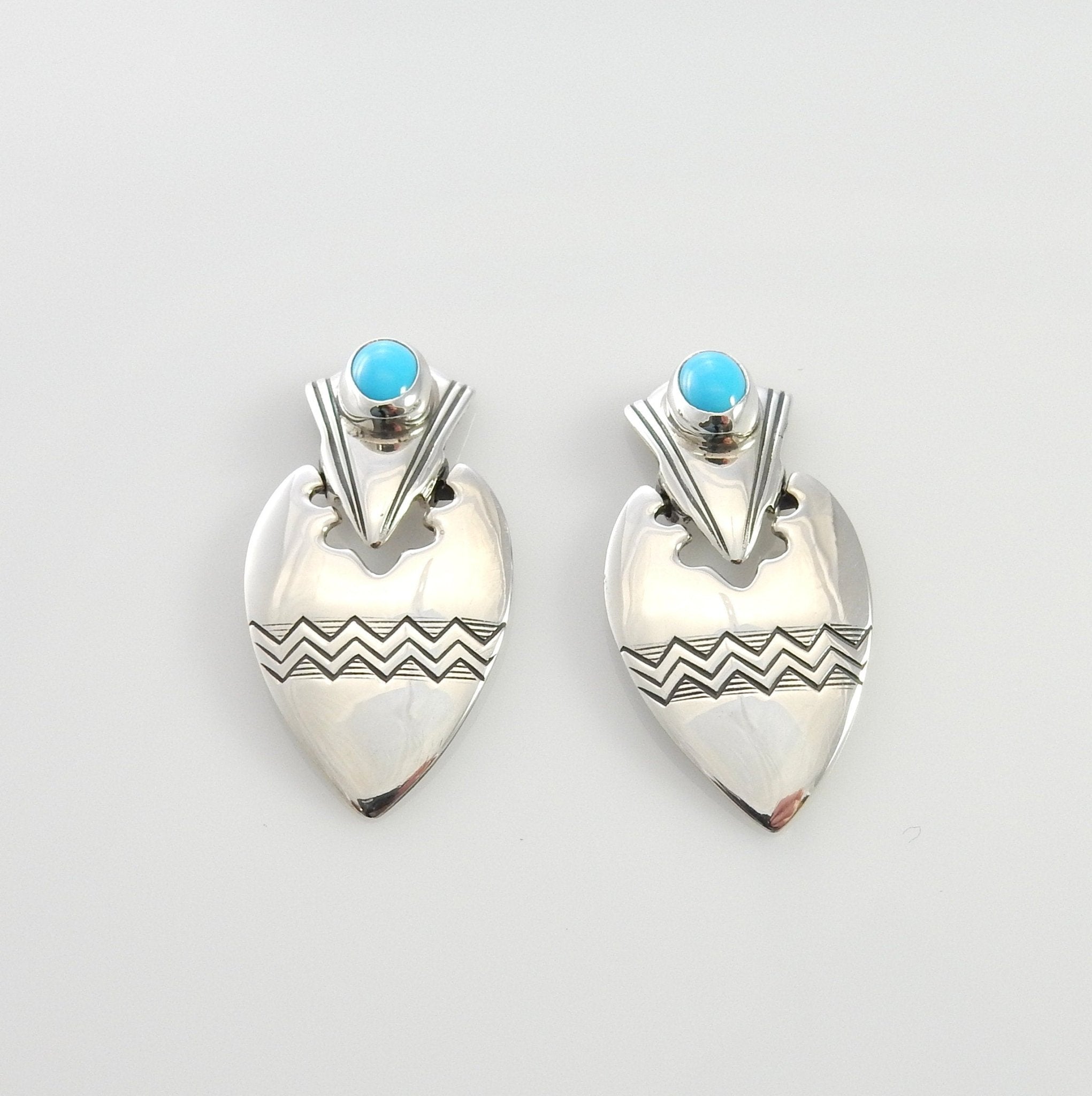 Sterling Silver Turquoise Southwestern Post Earrings - DeSantis