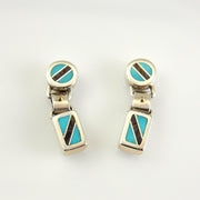 Sterling Silver Turquoise Sugilite Inlay Post Earrings - DeSantis