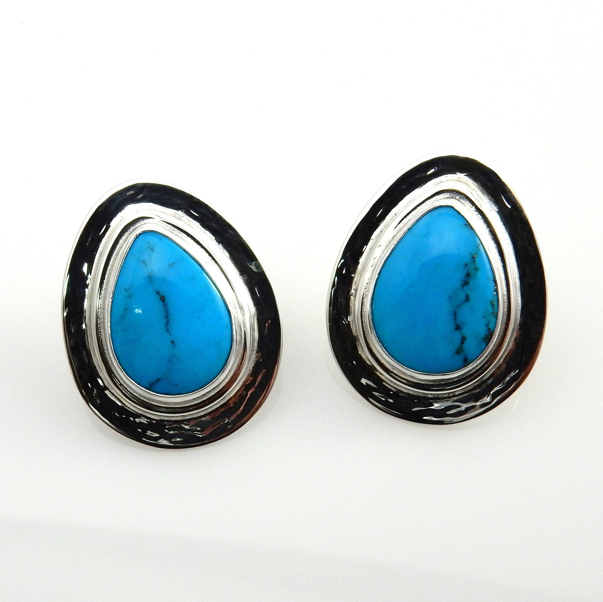 Sterling Silver Turquoise Teardrop Post Earrings - DeSantis