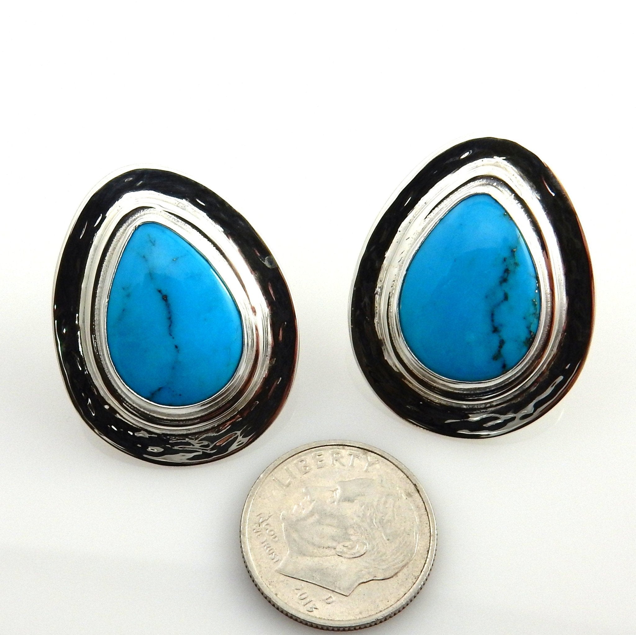 Sterling Silver Turquoise Teardrop Post Earrings - DeSantis