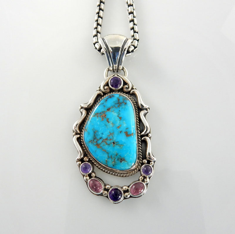Sterling Silver Turquoise Tourmaline Pendant - DeSantis