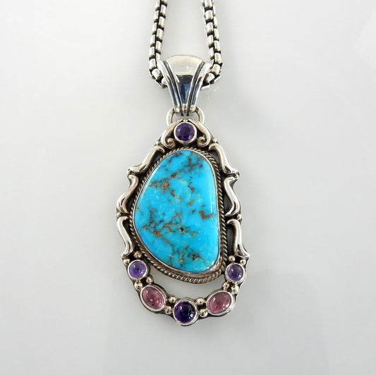 Sterling Silver Turquoise Tourmaline Pendant - DeSantis