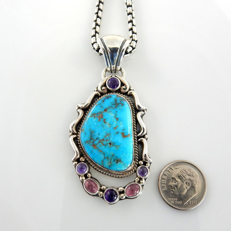 Sterling Silver Turquoise Tourmaline Pendant - DeSantis