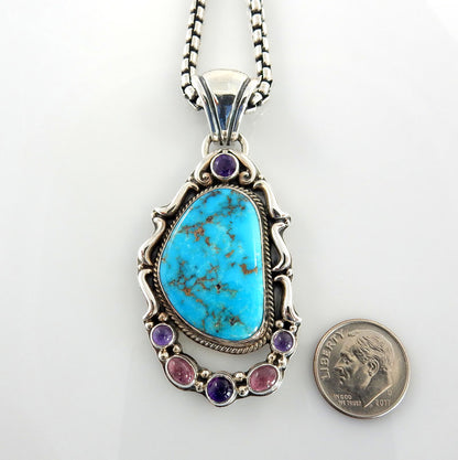 Sterling Silver Turquoise Tourmaline Pendant - DeSantis