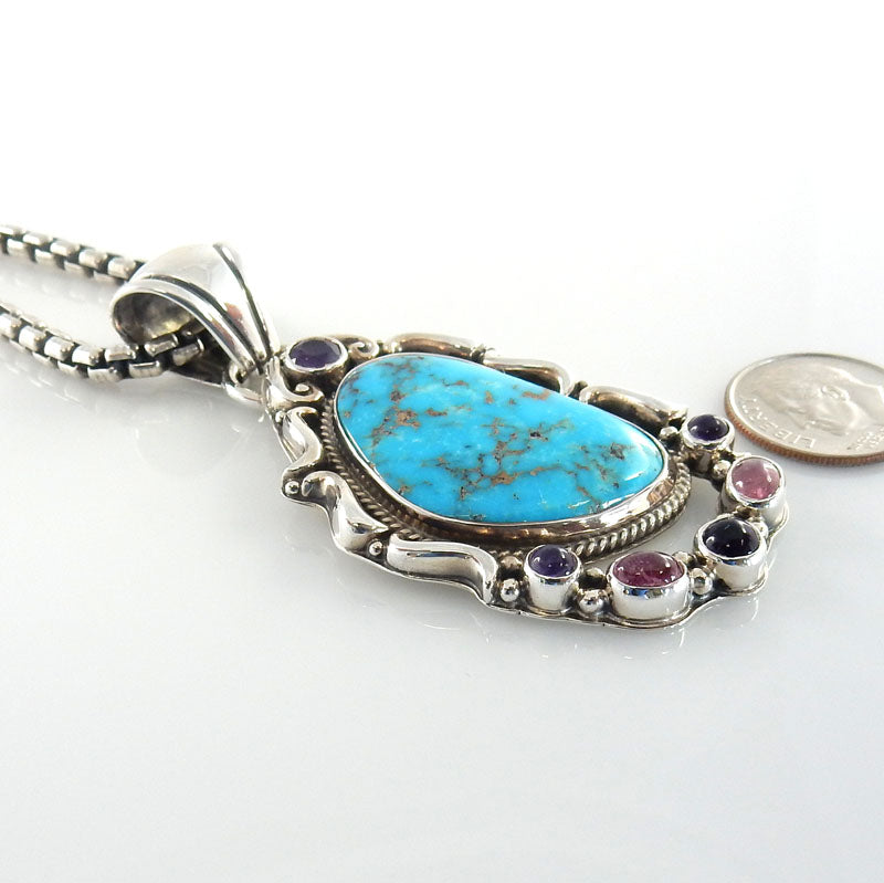 Sterling Silver Turquoise Tourmaline Pendant - DeSantis