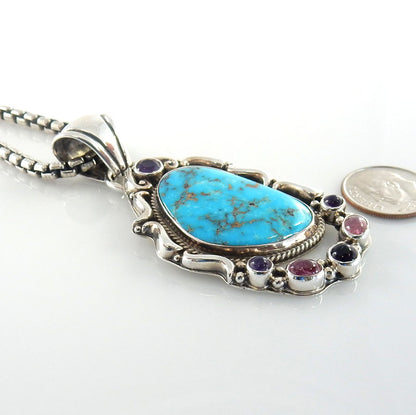 Sterling Silver Turquoise Tourmaline Pendant - DeSantis
