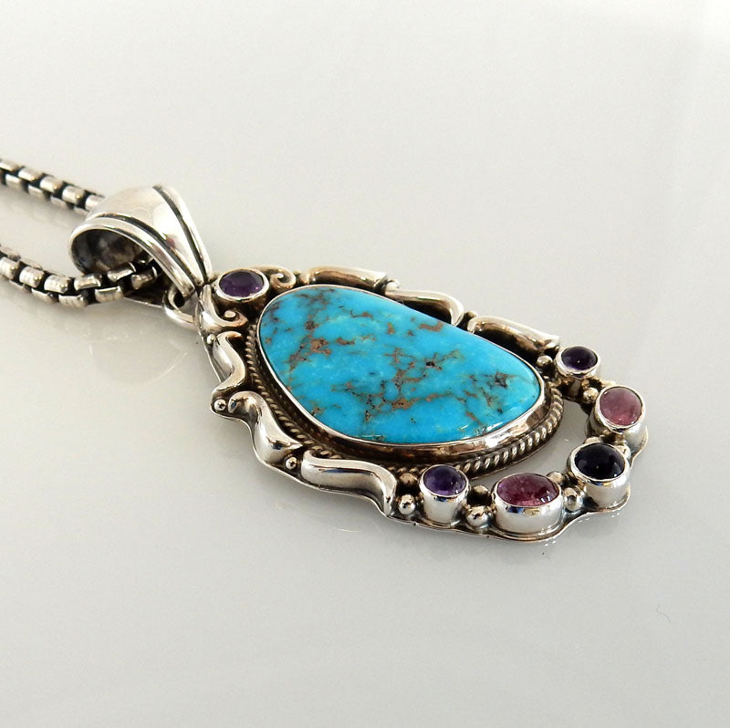 Sterling Silver Turquoise Tourmaline Pendant - DeSantis