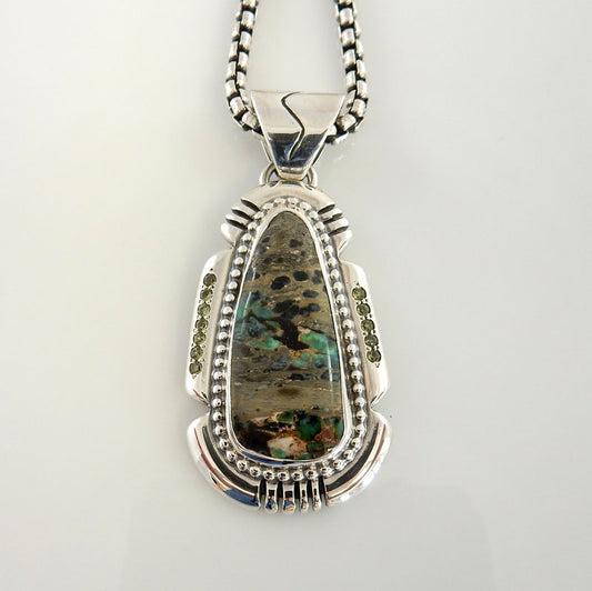 Sterling Silver Variscite Peridot Pendant - DeSantis