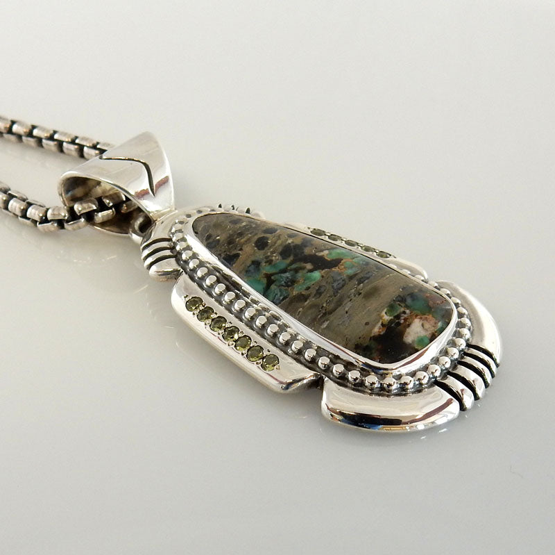 Sterling Silver Variscite Peridot Pendant - DeSantis