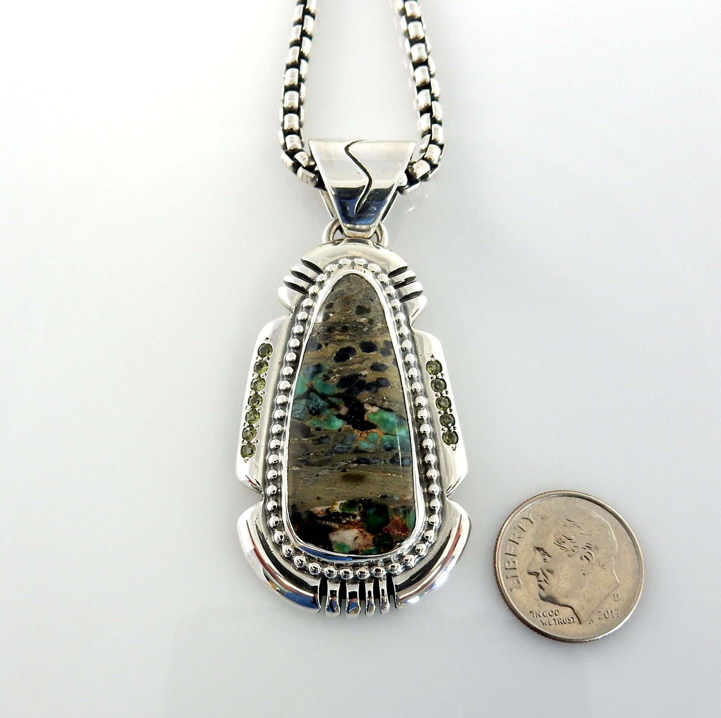 Sterling Silver Variscite Peridot Pendant - DeSantis