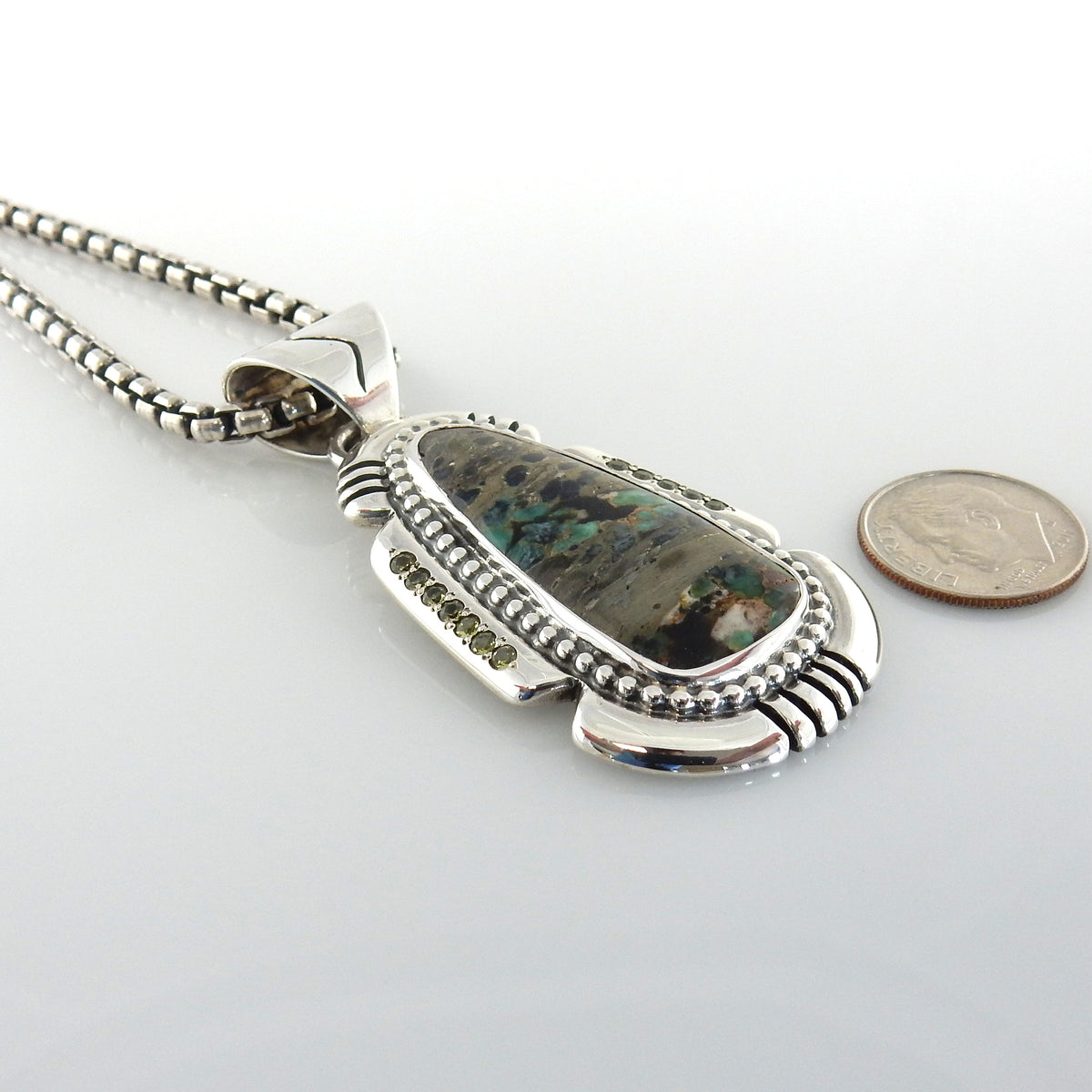 Sterling Silver Variscite Peridot Pendant - DeSantis