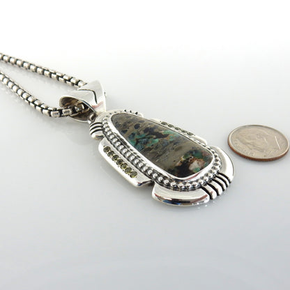Sterling Silver Variscite Peridot Pendant - DeSantis