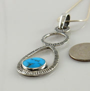 Textured Sterling Silver Blue Turquoise Pendant, Handmade Silver Turquoise Drop Pendant, Unique Sterling Blue Turquoise Pendant, Stylish - DeSantis