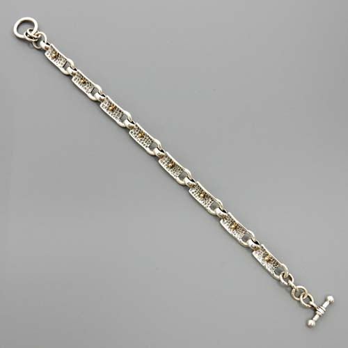 Two Toned Sterling Silver and 14kt Gold Link Bracelet - DeSantis