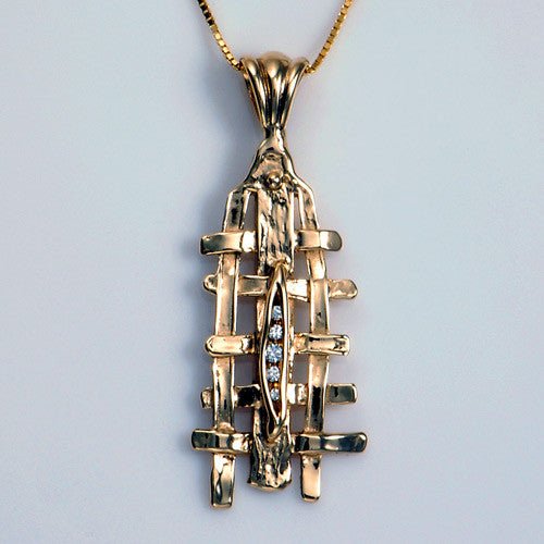 Unique 14kt Gold Diamond Weave Pendant - DeSantis