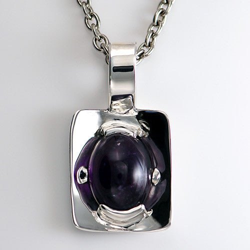 Unique Amethyst Sterling Silver Concave Pendant - DeSantis