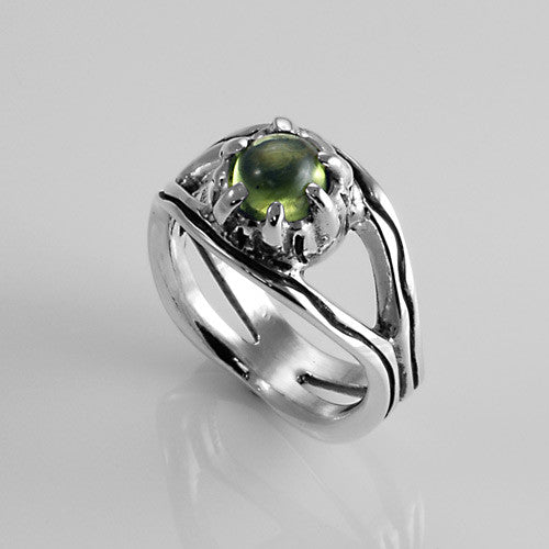 Unique Handcrafted Sterling Silver Peridot Ring Size 6 - DeSantis