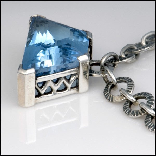 Unique Handmade Blue Topaz Sterling Silver Necklace - DeSantis