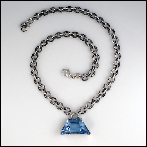 Unique Handmade Blue Topaz Sterling Silver Necklace - DeSantis